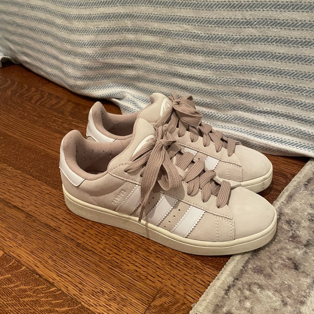 Adidas Women's Cream and White Sneakers